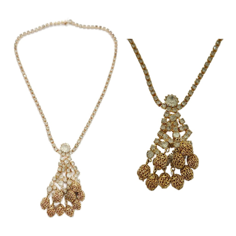 Vintage Art Deco Drip Rhinestone Choker Necklace with Tassels